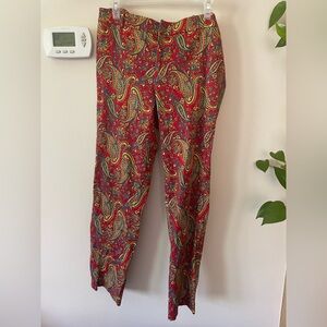 Lauren by Ralph Lauren Paisley Print Pants in Red and Yellow